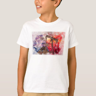 Pumpjack Texan icon watercolor with Texas Flag T-Shirt