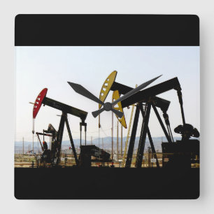 Pumpjacks in Taft California Square Wall Clock