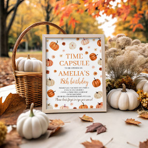 Pumpkin 18th Birthday Time Capsule Pedestal Sign