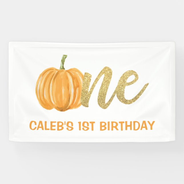 Pumpkin 1st Birthday Banner - Boy (Horizontal)