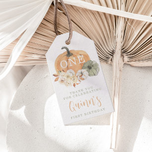 Pumpkin 1st Birthday Gift Tags