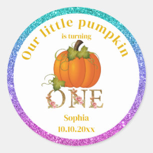 Pumpkin 1st Birthday, Halloween Cute Girl Classic Round Sticker