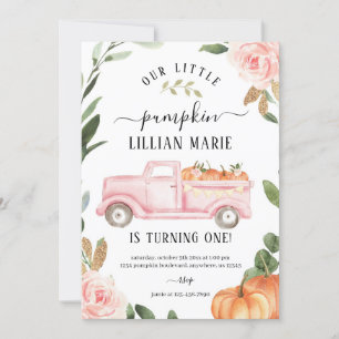 Pumpkin 1st Birthday Invitation