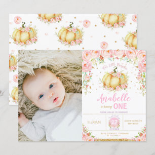 Pumpkin 1st Birthday Little Pumpkin Party Photo Invitation