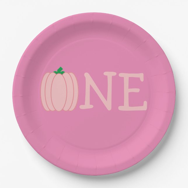 Pumpkin 1st Birthday Paper Plate (Front)