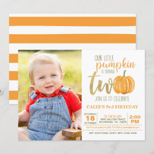 Pumpkin 2nd Birthday Invitation w/Photo
