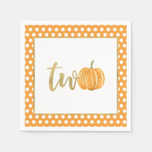 Pumpkin 2nd Birthday Napkin - Orange Dots