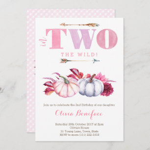 Pumpkin 2nd Birthday Party for Fall / Autumn Party Invitation