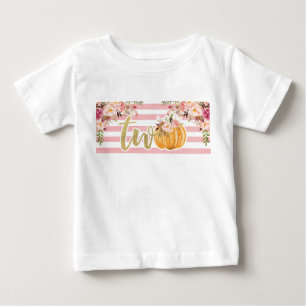 Pumpkin 2nd Birthday Shirt - Floral with Stripes