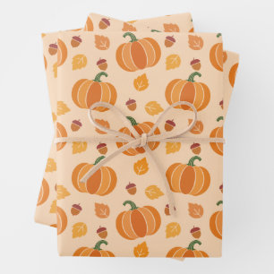 Pumpkin, Acorn, and Leaf Wrapping Paper Sheet