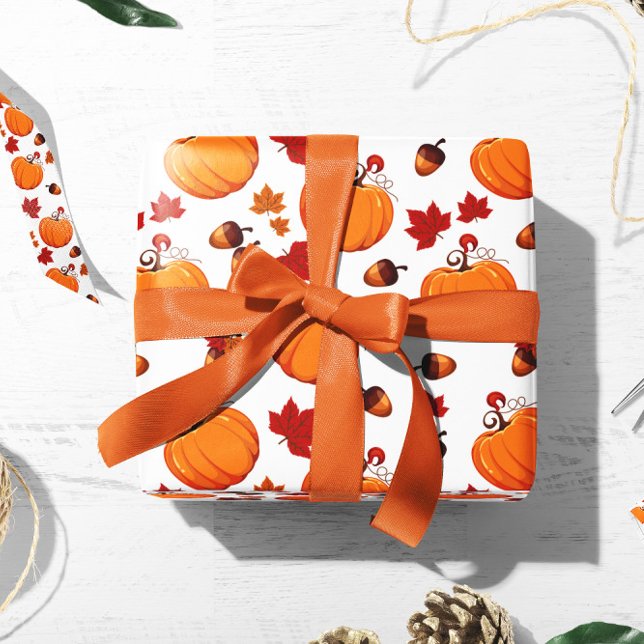 Pumpkin Acorn Gift Wrap | Autumn Gift Wrap Paper (Creator Uploaded)