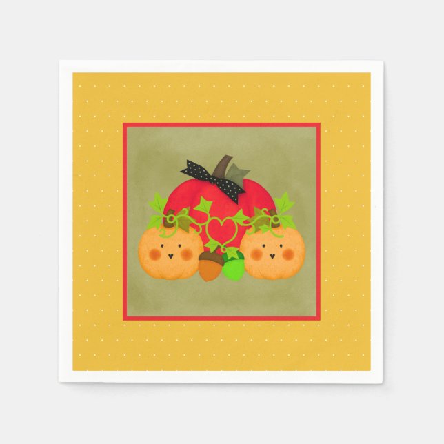 Pumpkin & Acorn October Halloween Napkin (Front)