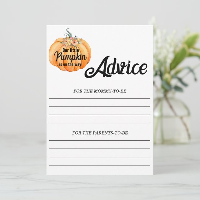 Pumpkin Advice for Mummy Baby Shower Game Invitation (Standing Front)