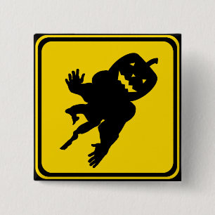 Pumpkin Ahead ! 15 Cm Square Badge
