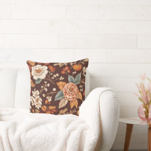 Pumpkin and Autumn Flowers Cushion