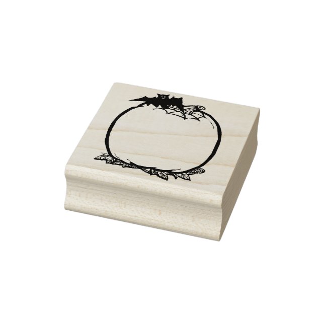 Pumpkin and bat blank illustration art stamp (Stamp)