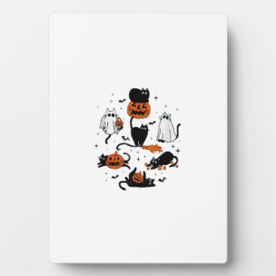 Pumpkin and Black Cat Halloween Ghost Cat Boo Tank Plaque