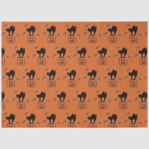 Pumpkin and Black Cat Halloween Tissue Paper