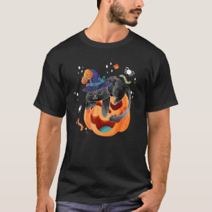 Pumpkin and Black Cat Halloween Vintage Costume T-Shirt