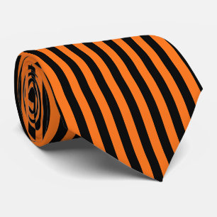 Pumpkin and Black Large Vertical Stripes Tie