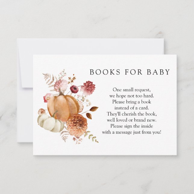 Pumpkin and Burgundy Books for Baby Enclosure Card (Front)