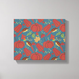 Pumpkin and carrot seamless pattern red and blue canvas print
