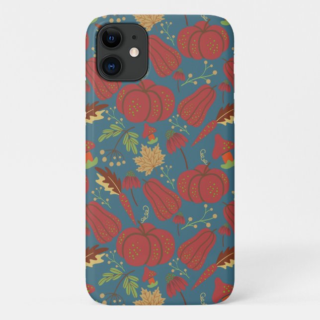 Pumpkin and carrot  seamless pattern red and blue Case-Mate iPhone case (Back)
