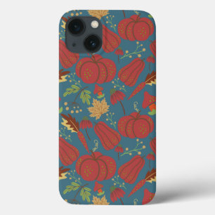 Pumpkin and carrot  seamless pattern red and blue iPhone 13 case