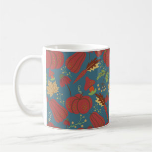 Pumpkin and carrot seamless pattern red and blue coffee mug