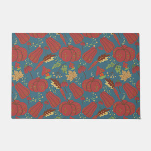 Pumpkin and carrot seamless pattern red and blue doormat