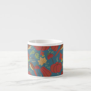 Pumpkin and carrot seamless pattern red and blue espresso cup