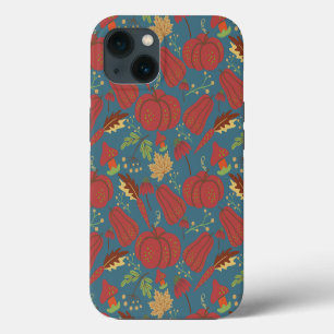 Pumpkin and carrot seamless pattern red and blue iPhone 13 case
