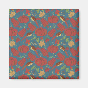 Pumpkin and carrot seamless pattern red and blue magnet