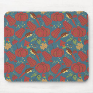 Pumpkin and carrot  seamless pattern red and blue mouse mat