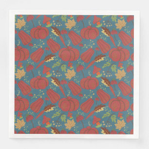 Pumpkin and carrot seamless pattern red and blue napkin