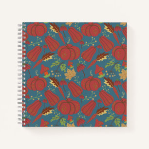 Pumpkin and carrot seamless pattern red and blue notebook