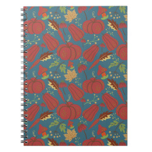 Pumpkin and carrot seamless pattern red and blue notebook