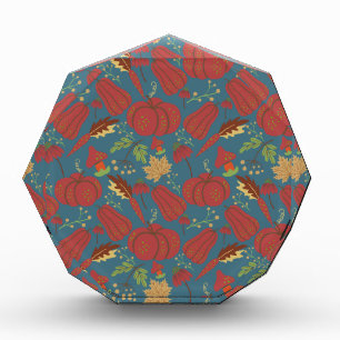 Pumpkin and carrot seamless pattern red and blue photo block