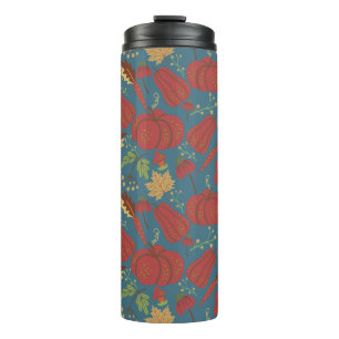 Pumpkin and carrot seamless pattern red and blue thermal tumbler