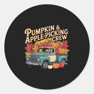 Pumpkin And Cking Crew Fall Harvest Thanksgiving Classic Round Sticker
