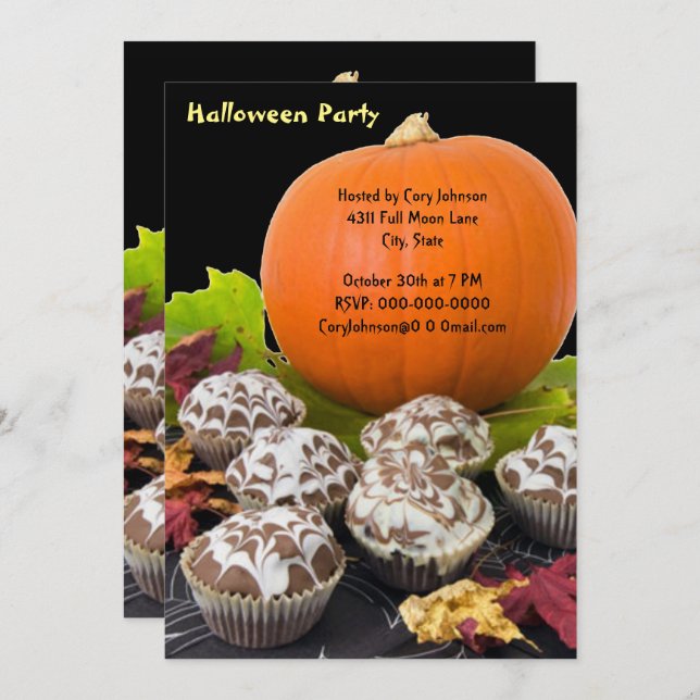 Pumpkin and Cupcakes Halloween Party Invitation (Front/Back)