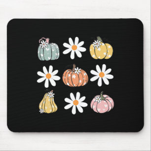 Pumpkin And Daisy Flowers Cute Fall Halloween For Mouse Mat