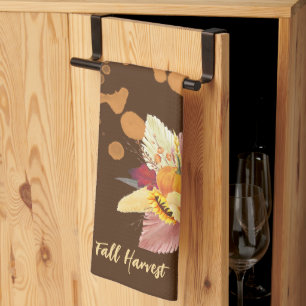 Pumpkin And Fall Flowers Kitchen Towel