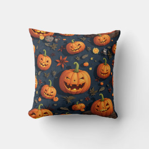 Pumpkin and fall themed patterned cushions