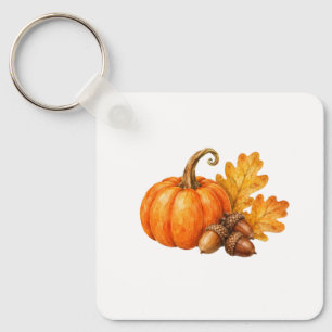 Pumpkin and Fallen Acorns Key Ring