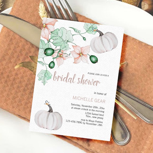 Pumpkin And Flowers Watercolor Hand-painted Invitation (Creator Uploaded)