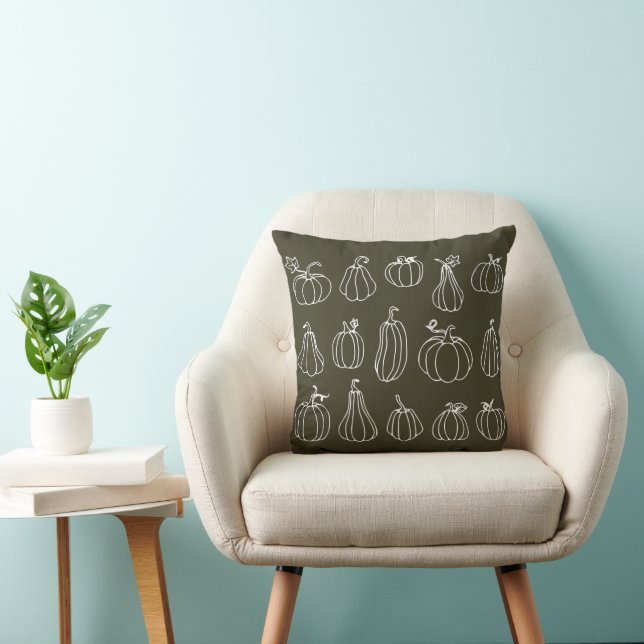 Pumpkin and Gourds Throw Pillow (Chair)