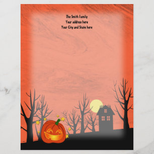 Pumpkin and Haunted House Letterhead Design