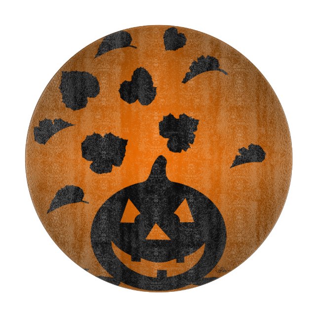 Pumpkin and Leaves Silhouette Cutting Board (Front)