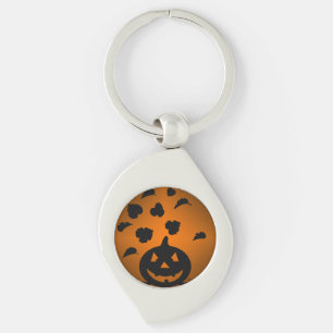 Pumpkin and Leaves Silhouette Key Ring